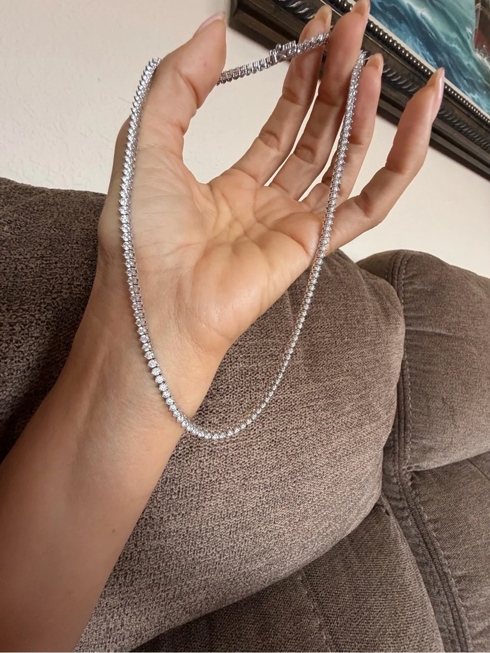 925 Sterling Silver Moissanite Tennis Necklace 12–15 CT DEW 18” 3.2mm 17.9g